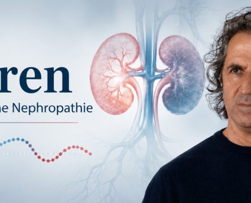 Diabetische Nephropathie mit Nierendarstellung, Blutzuckerkurve und René Gräber