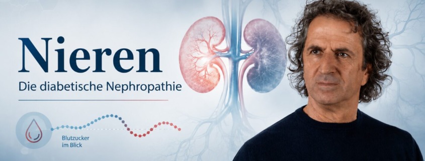 Diabetische Nephropathie mit Nierendarstellung, Blutzuckerkurve und René Gräber
